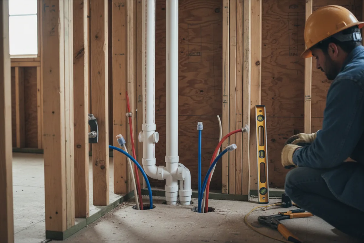 Drain and supply rough-in during Leak Detection in Cassoday